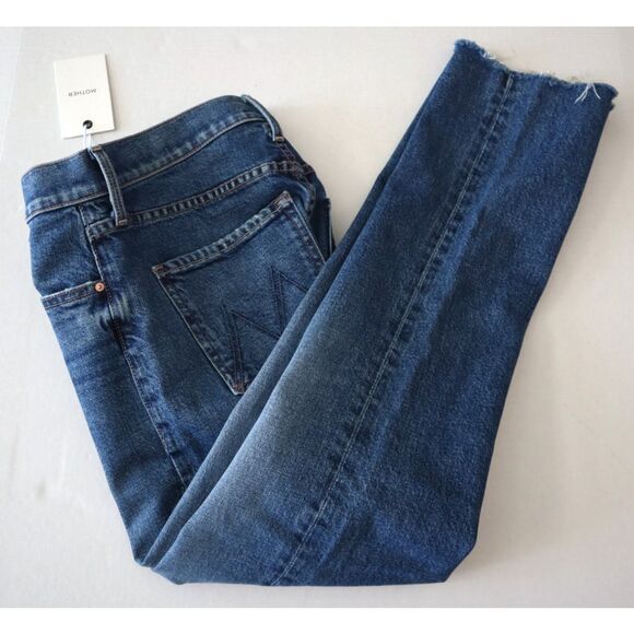 Mother 10644-1422 WMN Sz 25 Blue The Mid Rise Rider Ankle Fray Denim Jeans - Picture 12 of 15